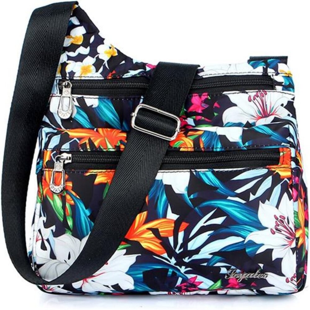 Nylon Multi-Pocket Crossbody Purse Bags for Women Travel Shoulder Bag